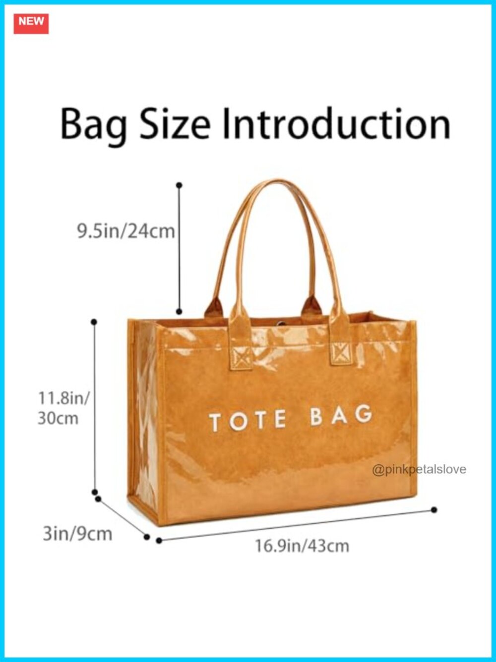 PVC Tote Bag Large Work Plastic Tote Letter Print Shoulder Bag Hobo Handbag Top - Picture 5 of 6